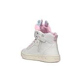 Geox J Skylin Girl A Sneaker, White/Multicolor, 34 EU