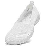 Puxowe Damen Wanderschuhe Leichtgewichtige Strick Slip on Mesh Bequeme Barfuß Minimalistische Sneakers Low Top All White 237.506 EU 37.5