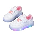 LOIJMK LED Turnschuhe Für Haken & Schleife Licht Up Schuhe Mädchen Baby Schuhe (Pink, 25 Toddler)