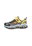 Skechers Jungen Play Scene Sneaker, Black Gray Textile Synthetic Yellow Trim, 23 EU