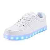 Rojeam Unisex Erwachsene LED Schuhe Sportschuhe USB Lade Outdoor Leichtathletik Beiläufige Paare Schuhe Sneaker Weiß 40 EU