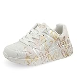Skechers Mädchen UNO Lite Metallic Love Sneaker, Natur Multi, 39 EU