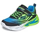 Skechers Jungen Flex-Glow Ultra, Schwarz Synthetik Blau Lime Textil Silve, 9 UK Child