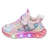IRON JF Leuchtende Kinderschuhe Meerjungfrau Muster Led MäDchen Trainingsschuhe Laufsportschuhe Leichte Wanderschuhe Leuchtende Sportschuhe Jogging-Schuhe(22-37) (Color : Pink, Size : 25 EU)