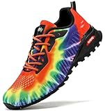 Kricely Traillaufschuhe Herren Leicht Atmungsaktiv Wanderstiefel rutschfest Laufschuhe Outdoor Fitness Straßenlaufschuhe（Regenbogen 46）