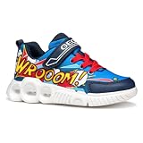 Geox J WROOM Boy D Sneaker, Royal/Red, 24 EU