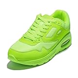 JOMIX Sportschuhe Sneaker Herren Laufschuhe Straßenlaufschuhe Turnschuhe Atmungsaktiv mit Luftkissen Outdoor Fitness Gym (Leuchtend Grün, 43 EU)