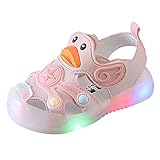 Baby Sandalen 19 Leuchtschuhe Mädchen Strandsandalen Jungen Sommer Schuhe Babyschuhe Flach Gummi Anti-Rutsch Krabbelschuhe Lauflernschuhe Strand Schuhe LED Kinder Sommerschuhe mit Klettverschluss