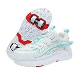 Surwin Schuhe mit Rollen Kinder Mädchen Jungen, Drehschnalle Turnschuhe mit 4 Rollen Rollschuhe Schuhe Skateboardschuhe Roller Skate Shoes Rollschuhe Sneaker, 30 EU-40 EU (Weiß A,38)