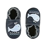 koshine Weiches Leder Krabbelschuhe Baby Schuhe Kinder Lauflernschuhe Hausschuhe 0-3 Jahre (Marineblauer Delfin, Numeric_22)