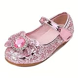 YOSICIL Mädchen Prinzessin Schuhe ELSA Kristall Schuhe Frozenn Eiskönigin Sandalen Partei Glitzer Pumps Festlich Ballerina Karneval Verkleidung Kinder Kostüm Zubehör Schuhe,Rosa,31