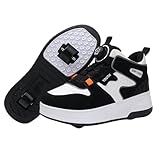 Surwin Schuhe mit Rollen Kinder Mädchen Jungen, Drehschnalle Halbhoher Turnschuhe mit Einziehbaren Hinterrädern, Rollschuhe Schuhe Skateboardschuhe Roller Skate Shoes Rollschuhe (Schwarz,35)