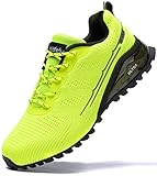 Kricely Traillaufschuhe Herren Leicht Atmungsaktiv Wanderstiefel rutschfest Laufschuhe Outdoor Fitness Straßenlaufschuhe（Leuchtendes Grün 46）