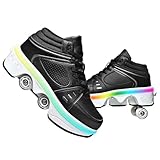Schuhe mit Rollen, LED Leuchtend Roller Skates, Verstecktes Rollen, Verstellbare Rollschuhe für Laufsportschuhe Zum Spielen für Männer Frauen