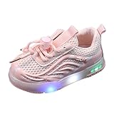 IQYU Kinder Sportschuhe Mesh Atmungsaktive Babyschuhe Leuchte Schuhe Mädchen Outdoor Lauflernschuhe Kinder rutschfest Turnschuhe Weiche Sohle Einzelschuhe Kinder Sneaker Junge Flache Schuhe