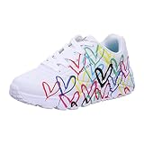Skechers Mädchen Uno Lite Spread The Love Sneaker, White Synthetic Multi Trim, 34 EU