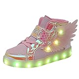 YUNICUS Beleuchtete Turnschuhe Kinder Mädchen LED Leuchten Schuhe High Top Leuchtende Turnschuhe USB-Aufladung Blinkende Turnschuhe (Kleines Kind, Pink 28 EU)