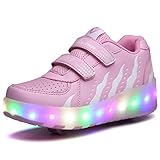 HUSKSWARE Kinder Sneaker 2 Räder Jungen Mädchen Sneaker Party Geburtstag Weihnachten, Rosa 35
