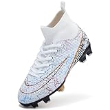PiDaGlobal Kinder Fußballschuhe Jungen Mädchen Sportliche Fussballschuhe Indoor Outdoor Athletics Professionelle Trainingsschuhe 35EU Weiß