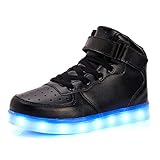Kauson 7 Farben LED High-Top Schuhe USB Aufladen Leuchtschuhe Licht Blinkschuhe Leuchtende Sport Sneaker Light up Wasserdicht Laufschuhe Gymnastik Turnschuhe Damen Herren Unisex Kinder Shoes 25-46EU