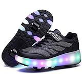 Nonbrand Junge Mädchen Schuhe Kinderschuhe mit Rollen LED Leuchtend Doppelrad schuheltraleicht Outdoor Schuhe 7 Farbe Farbwechsel Rädern Gymnastik Sneaker