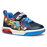 Geox J INEK Boy E Sneaker, Navy/Lt Blue, 26 EU