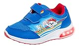 Paw Patrol Jungen leuchtende Sport-Turnschuhe mit Lichtern für Kinder, Chase Marshall, blinkende Schuhe, Blau / Rot, 24 EU
