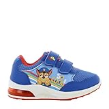 PAW PATROL Kinderschuhe mit Licht von 2 bis 6 Jahre, LED Leuchtschuhe Jungen und Mädchen 28 EU mit Chase und Marshall Motiv, Turnschuhe mit Klettverschluss, Sneaker ideal fur Schule und Freizeit, Blau