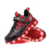 YUNICUS Kinder Light Up Schuhe Atmungsaktive Led Flash Sneaker mit Spinne Design für Jungen Mädchen Toddles