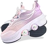 Rollschuhe,Schuhe mit Rollen für Mädchen,Turnschuhe mit Rollen Jungen,Roller Shoes zum Einklappen,LED Roller Skates for Kids,Schuhe Roller Frauen (L, 37)