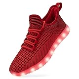 Leuchtende Schuhe für Damen und Herren, Unisex, USB-Aufladung, LED-Schuhe, Erwachsene, Halloween, Mesh-Obermaterial, leuchtende Turnschuhe, Tanzen, blinkende Turnschuhe, Rot/Ausflug, einfarbig