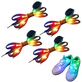 2 Paare LED Blinkende Schnürsenkel,3 Modi LED-Nylon Shoelaces,2 Paar 7 Farben Blinkender Schnürsenkel,Regenbogenschnürsenkel für Party,Hip-Hop,Tanzen,Sportschuhe,Freizeitschuhe