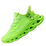 ZDFQLGV Modische lässige Fitness Laufschuhe Sneakers für Herren Leichte atmungsaktive Wander Arbeiten Sportschuhe Weiche Bequeme rutschfeste verschleißfeste Tennisschuhe Fluoreszierendes Grün EU 41