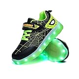 WDRHC Unisex Kinder LED Schuhe 7 Farbe USB Aufladen LED Leuchtend Outdoor Sportschuhe Low Top Atmungsaktives Ultraleicht Wasserdicht Laufschuhe Gymnastik Turnschuhe Blinken Sneaker Für Jungen Mädchen