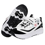 Surwin Schuhe mit Rollen Kinder Mädchen Jungen, Stickerei Blume Turnschuhe mit 4 Rollen Rollschuhe Schuhe Skateboardschuhe Roller Skate Shoes Rollschuhe Sneaker für Sport (Schwarz,39)