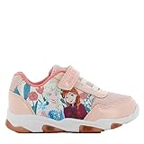 Disney Frozen Schuhe Mädchen 2 bis 8 Jahre, Kinderschuhe mit Anna und ELSA Motiv 26 EU, Leuchtschuhe Kinder mit Klettverschluss und LED Licht, Sneaker die Eiskönigin, Ideal für Schule und Freizeit