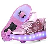YongerYong Jungen Mädchen Skateboard Schuhe mit LED Blinkend Schuhe mit Rollen Skate Automatisch Einziehbar Komfort Outdoor Sportschuhe für Kinder