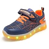 Small garlic LED 7 Farben Leuchtende Bunte Sneaker,Unisex Kinder Sportschuhe Leichte,Spider Man Licht Blinkschuhe Schuhe.