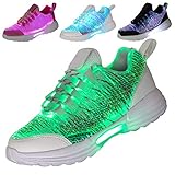 Lichtdurchlässige LED-Schuhe für Damen, Herren, Erwachsene, leuchtende Turnschuhe für Festivals, Weihnachten, Party, Tanzen, USB-Aufladung, blinkende leuchtende Turnschuhe, weiß, 38 2/3 EU