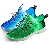 Fiber Optical Schuhe,LED Schuhe 7 Farben 4 Mods USB Wiederaufladbare Leuchten Schuhe Super Lightweight LED Sneaker für Männer und Frauen