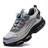 GemChve Arbeitsschuhe Sicherheitsschuhe Herren Damen Stahlkappen Anti-Smashing Leicht Sportlich Atmungsaktiv Selbsthemmend Schnellverschluss Mode Schutzschuhe Grey 44 EU