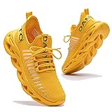 DANNTO Laufschuhe Herren Turnschuhe Damen Sneaker Leichte Atmungsaktiv rutschfeste Sportschuhe Gym Fitness Outdoor Schuhe Fashion Straßenlaufschuhe Gelb 43