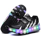 Aizeroth USB Aufladen 7 Farbwechsel LED Blinkend Schuhe Mit Doppelt Rollen Automatisch Räder Rochen Skateboardschuhe Outdoor Fitnessschuhe Gymnastik Laufschuhe Sneakers für Jungen Mädchen Geschenk
