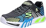Skechers Jungen Flex-Glow Elite Sneaker, Black Synthetic Trim Blue Lime Trim WHI, 32 EU