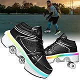 Schuhe mit Rollen fuir Madchen,Rollschuhe Kinder und Sneakers 2 in1, Deformed Roller Skates Jungen als Weihnachts- und Geburtstagsgeschenke (G, EU-37)