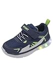 Chicco, Kinderschuhe mit Lichtern, Sneaker mit Bunten Lichtern in der Sohle, mit Elastischen Schnürsenkeln und Klettverschluss, Schuhe für Mädchen und Jungen, Italienisches Design, Blau, 24 EU